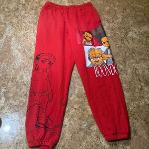 Boondocks Sweatpants Mens XL Red Huey Riley Graphic Joggers Adult